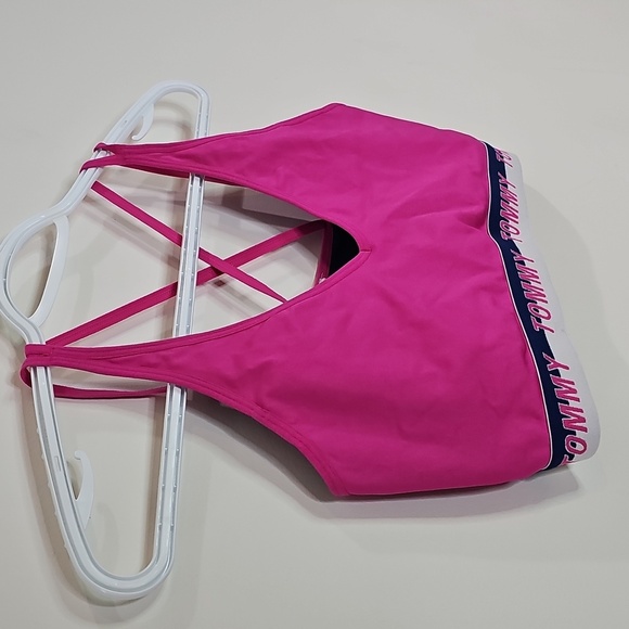 Tommy Hilfiger Large Pink Sports Bra with Logo Band - Picture 2 of 5